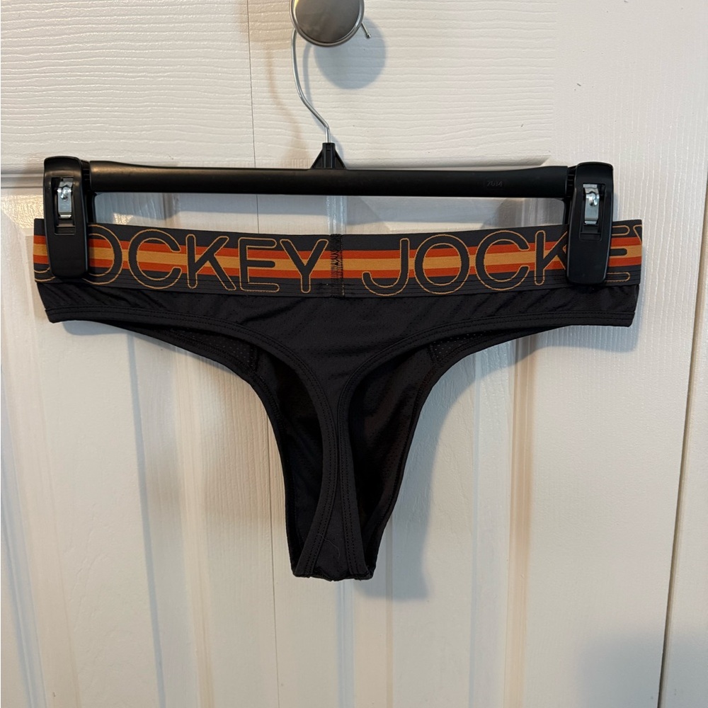 Jockey Men's Black Thong with Orange Accents - Picture 2 of 2